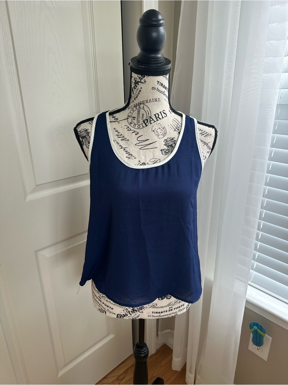 NWOT Forever 21 Sheer Navy Blue Tank Top Blouse